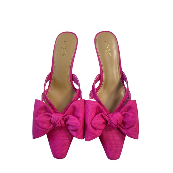 NWB Crew Snip Toe Sweet Fuchsia Bow Mules Size